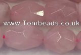 CNG6953 12*14mm - 13*16mm faceted nuggets rose quartz beads