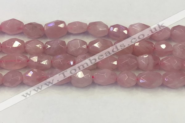 CNG6953 12*14mm - 13*16mm faceted nuggets rose quartz beads