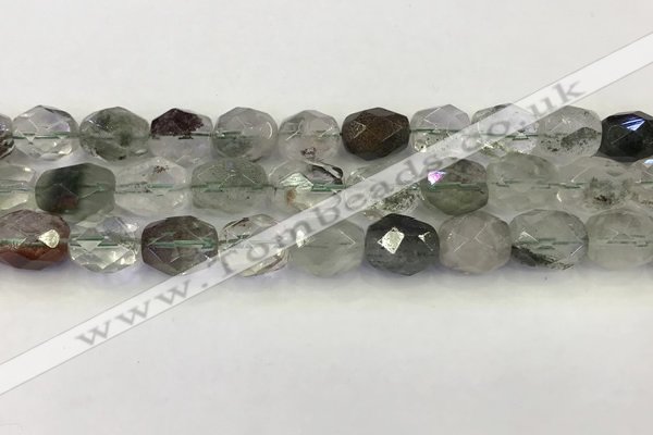 CNG6962 13*18mm - 15*20mm faceted nuggets green phantom quartz beads