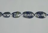 CNG7093 25*35mm - 35*45mm faceted freeform blue aventurine beads