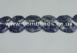 CNG7094 25*35mm - 35*45mm faceted freeform blue spot stone beads