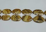 CNG7105 25*35mm - 35*45mm faceted freeform picture jasper beads