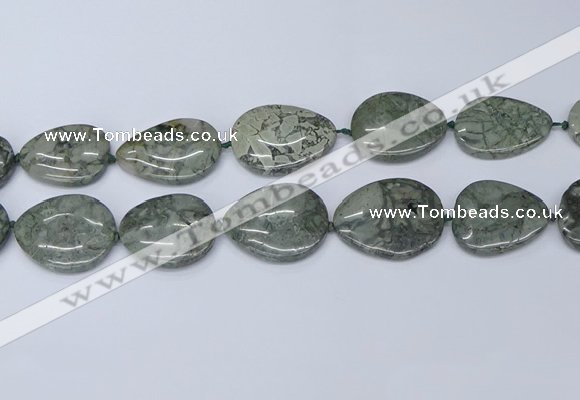 CNG7114 20*25mm - 30*40mm freeform grey green brecciated jasper beads