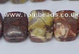 CNG7120 10*18mm freeform double drilled birdeye rhyolite beads