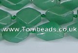 CNG7137 6*10mm - 10*14mm faceted nuggets green aventurine beads