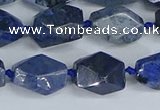 CNG7142 6*10mm - 10*14mm faceted nuggets blue dumortierite beads