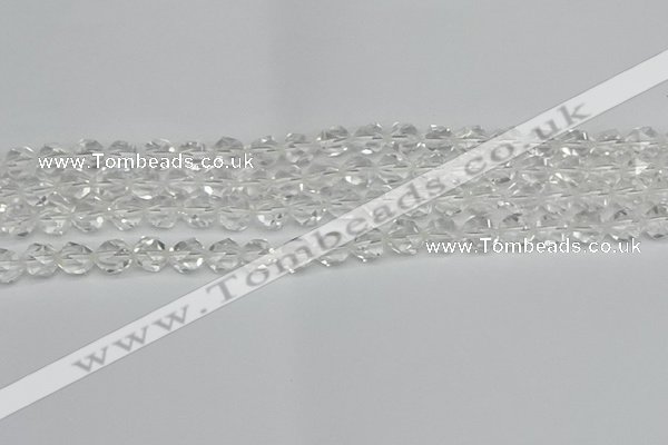 CNG7210 15.5 inches 6mm faceted nuggets white crystal beads