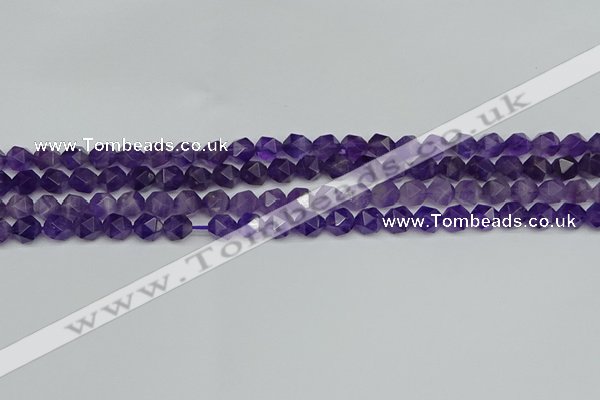 CNG7220 15.5 inches 6mm faceted nuggets amethyst gemstone beads