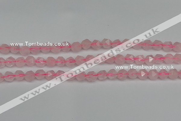 CNG7226 15.5 inches 8mm faceted nuggets rose quartz beads