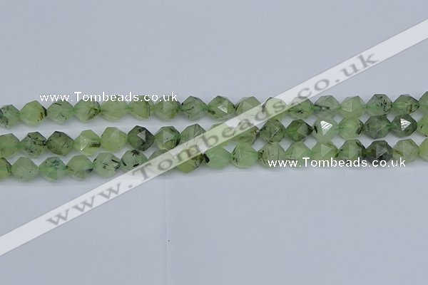 CNG7241 15.5 inches 8mm faceted nuggets green rutilated quartz beads