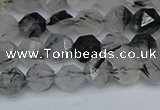 CNG7245 15.5 inches 6mm faceted nuggets black rutilated quartz beads