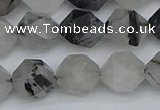 CNG7247 15.5 inches 10mm faceted nuggets black rutilated quartz beads