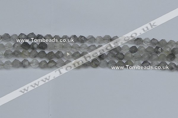 CNG7250 15.5 inches 6mm faceted nuggets cloudy quartz beads