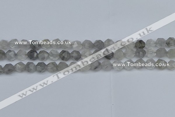 CNG7251 15.5 inches 8mm faceted nuggets cloudy quartz beads