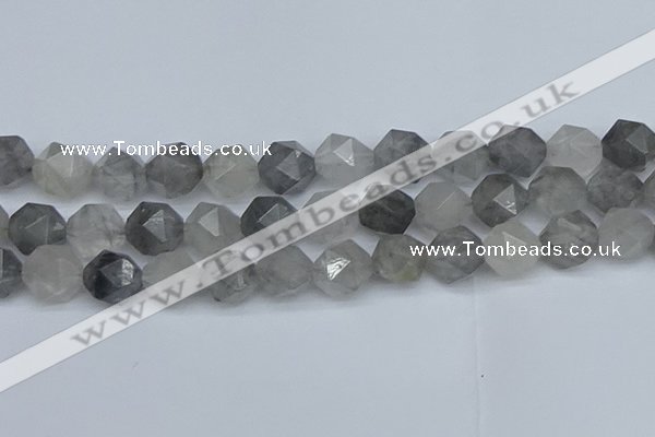 CNG7253 15.5 inches 12mm faceted nuggets cloudy quartz beads