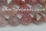 CNG7257 15.5 inches 10mm faceted nuggets strawberry quartz beads