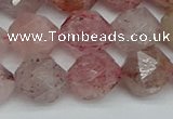 CNG7258 15.5 inches 12mm faceted nuggets strawberry quartz beads