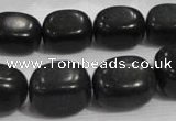 CNG726 15.5 inches 15*20mm nuggets black stone beads wholesale