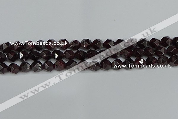 CNG7277 15.5 inches 10mm faceted nuggets red garnet beads