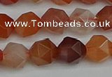 CNG7282 15.5 inches 10mm faceted nuggets red rabbit hair quartz beads