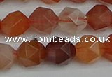 CNG7283 15.5 inches 12mm faceted nuggets red rabbit hair quartz beads