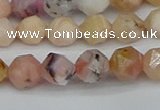 CNG7300 15.5 inches 6mm faceted nuggets pink opal gemstone beads