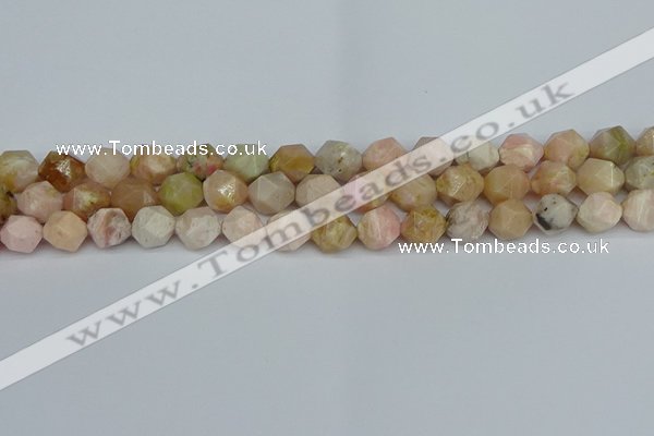 CNG7301 15.5 inches 8mm faceted nuggets pink opal gemstone beads