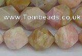 CNG7303 15.5 inches 12mm faceted nuggets pink opal gemstone beads