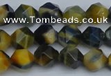 CNG7311 15.5 inches 8mm faceted nuggets golden & blue tiger eye beads