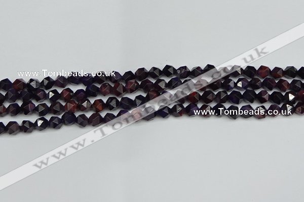 CNG7315 15.5 inches 6mm faceted nuggets purple tiger eye beads