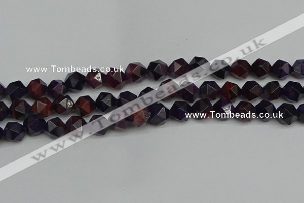 CNG7317 15.5 inches 10mm faceted nuggets purple tiger eye beads