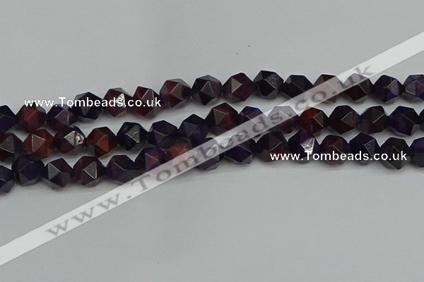 CNG7318 15.5 inches 12mm faceted nuggets purple tiger eye beads