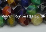 CNG7332 15.5 inches 10mm faceted nuggets mixed tiger eye beads