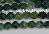 CNG7335 15.5 inches 6mm faceted nuggets moss agate beads