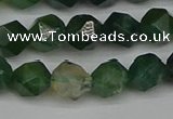 CNG7337 15.5 inches 10mm faceted nuggets moss agate beads