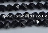 CNG7350 15.5 inches 6mm faceted nuggets Black agate beads