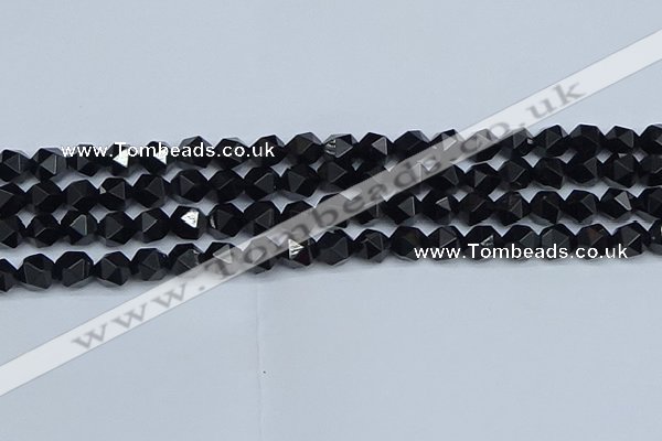 CNG7351 15.5 inches 8mm faceted nuggets Black agate beads