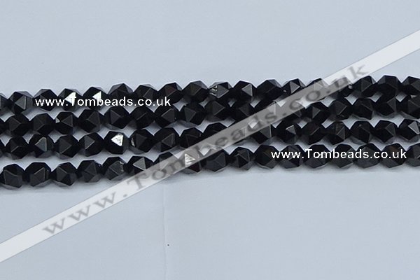 CNG7352 15.5 inches 10mm faceted nuggets Black agate beads