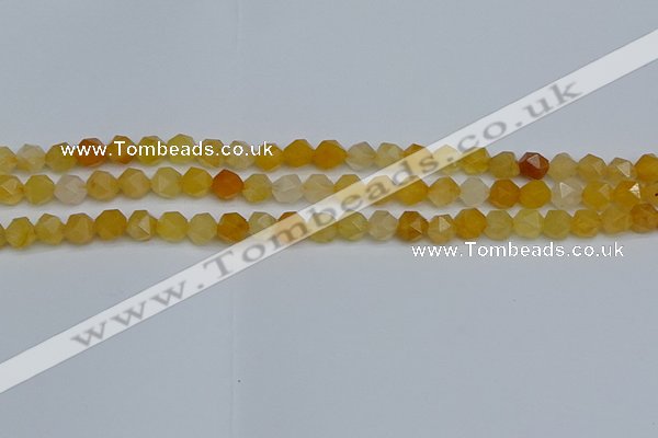 CNG7355 15.5 inches 6mm faceted nuggets yellow jade beads