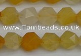 CNG7356 15.5 inches 8mm faceted nuggets yellow jade beads