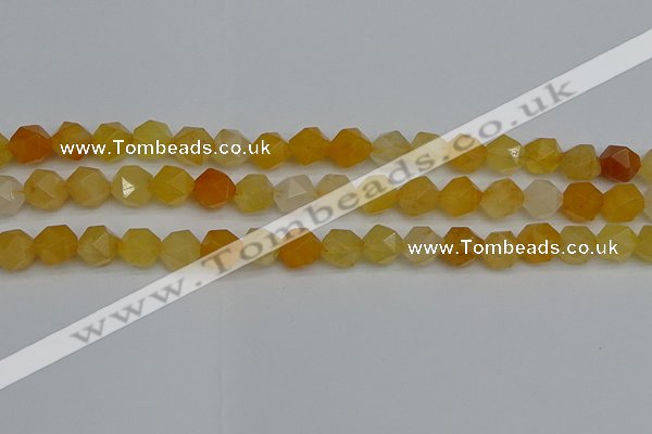 CNG7356 15.5 inches 8mm faceted nuggets yellow jade beads