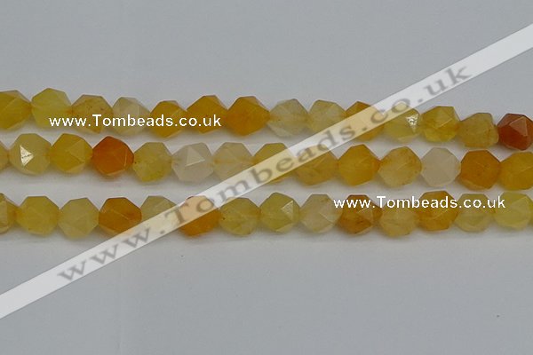 CNG7358 15.5 inches 12mm faceted nuggets yellow jade beads