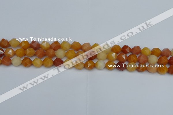 CNG7360 15.5 inches 6mm faceted nuggets yellow jade beads