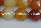 CNG7363 15.5 inches 12mm faceted nuggets yellow jade beads