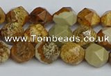 CNG7376 15.5 inches 8mm faceted nuggets picture jasper beads