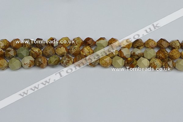 CNG7378 15.5 inches 12mm faceted nuggets picture jasper beads