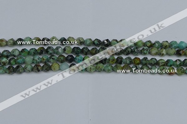 CNG7385 15.5 inches 6mm faceted nuggets African turquoise beads