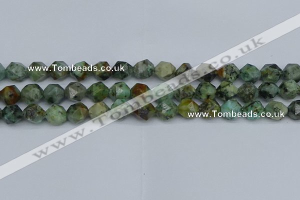 CNG7387 15.5 inches 10mm faceted nuggets African turquoise beads