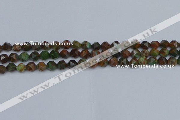 CNG7390 15.5 inches 6mm faceted nuggets green opal beads