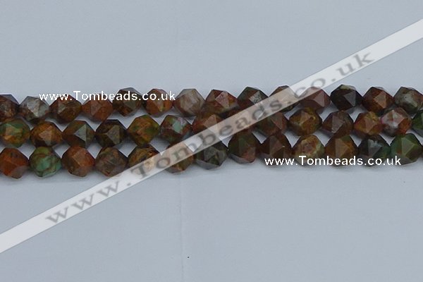 CNG7392 15.5 inches 10mm faceted nuggets green opal beads